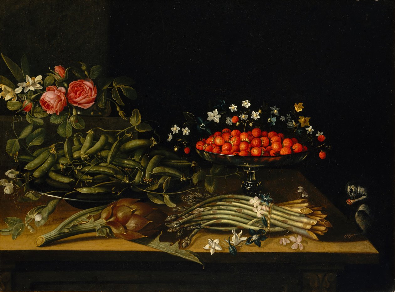 Stilleben med jordbær. af French Painter
