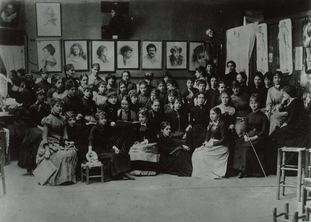 Academie Julian, Paris, gruppe af kunststuderende af French Photographer