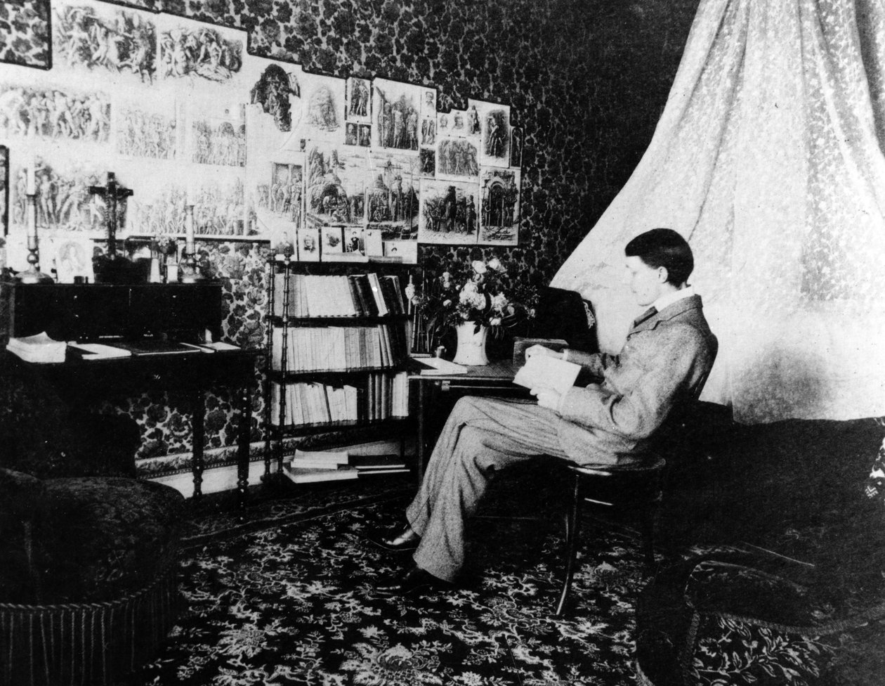 Aubrey Beardsley i Cosmopolitan Hotel, Menton, Frankrig, 1898 af French Photographer