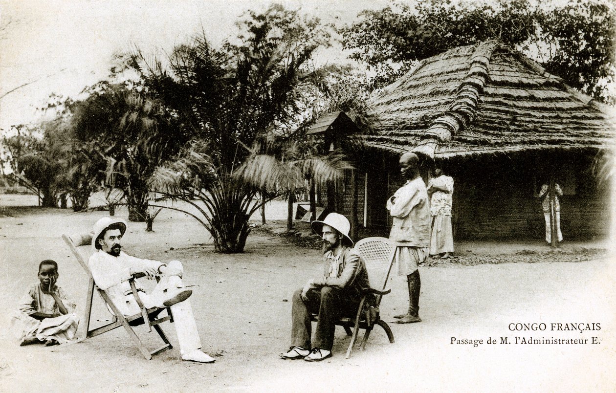 Brazzaville (Fransk Ækvatorial Afrika - A.E.F.) Congo francais: passage af hr. administratoren E. begyndelsen af det 20. århundrede (s/h foto) af French Photographer
