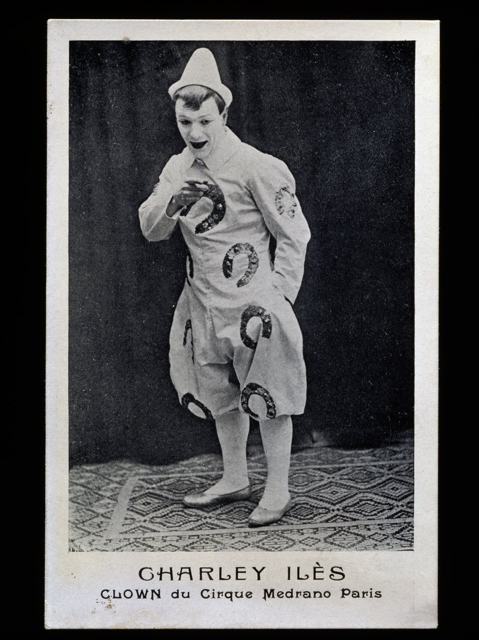Klovn Charley Iles (1876-?) fra Medrano-cirkus i Paris, ca. 1910, postkort, Frankrig, 20. århundrede af French Photographer