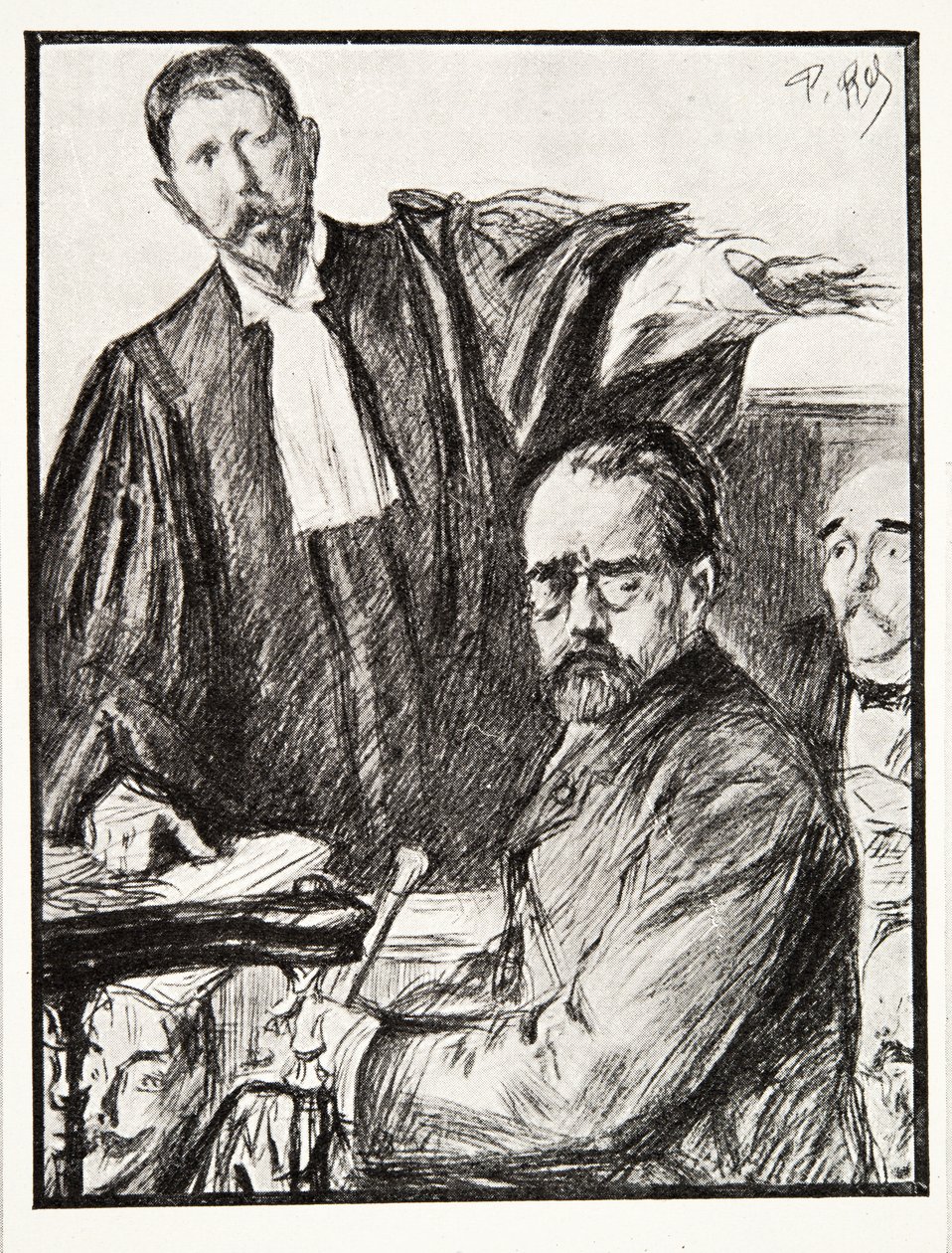 Dreyfus ved sin retssag, fra History of the Third Republic, Vol. I, Politisk historie, udg. 1933 (litho) af French Photographer