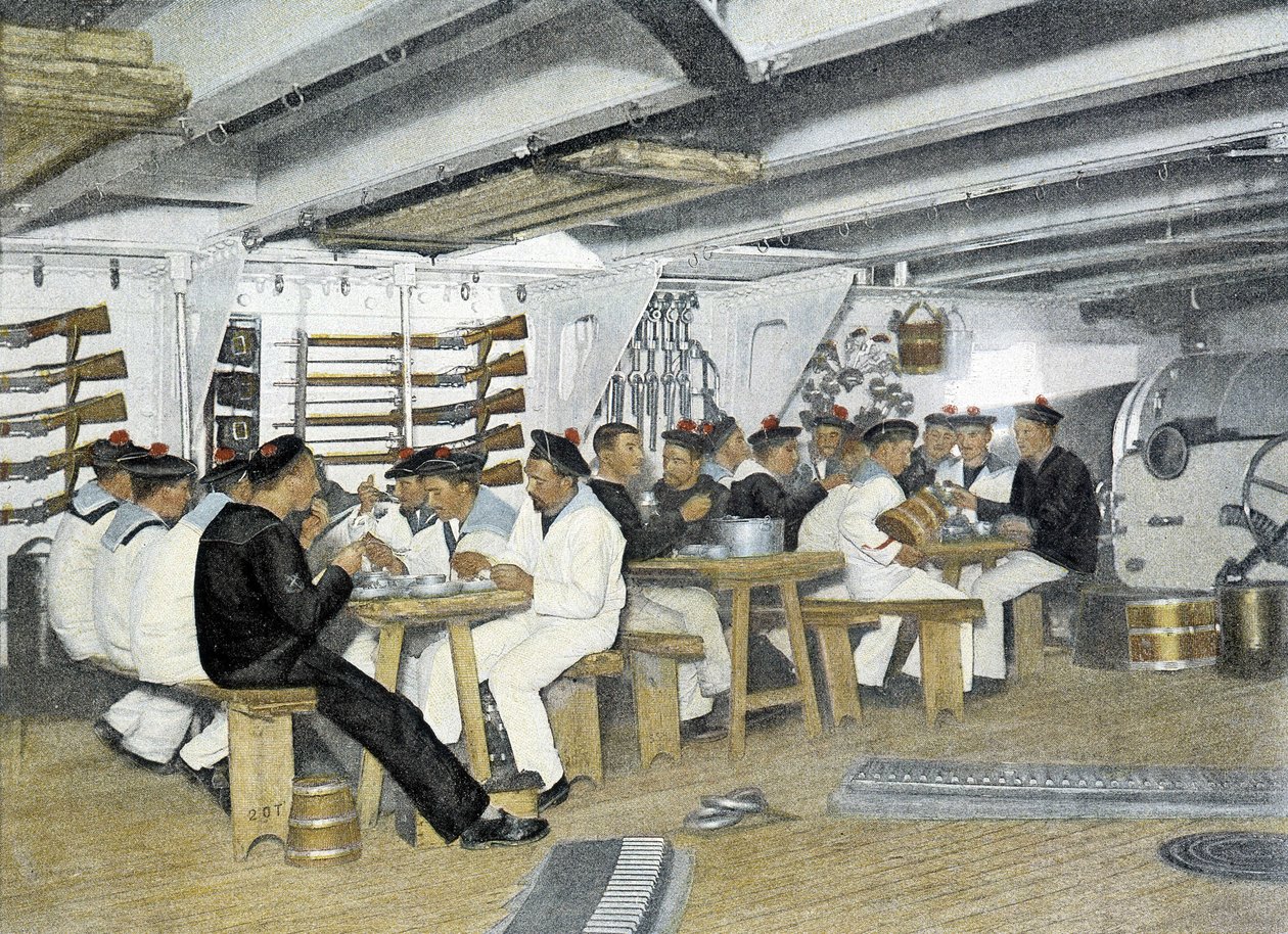 Fransk marinesoldat, slutningen af ​​1800-tallet: Sømændenes måltid - Bibl. af Arts deco. af French Photographer
