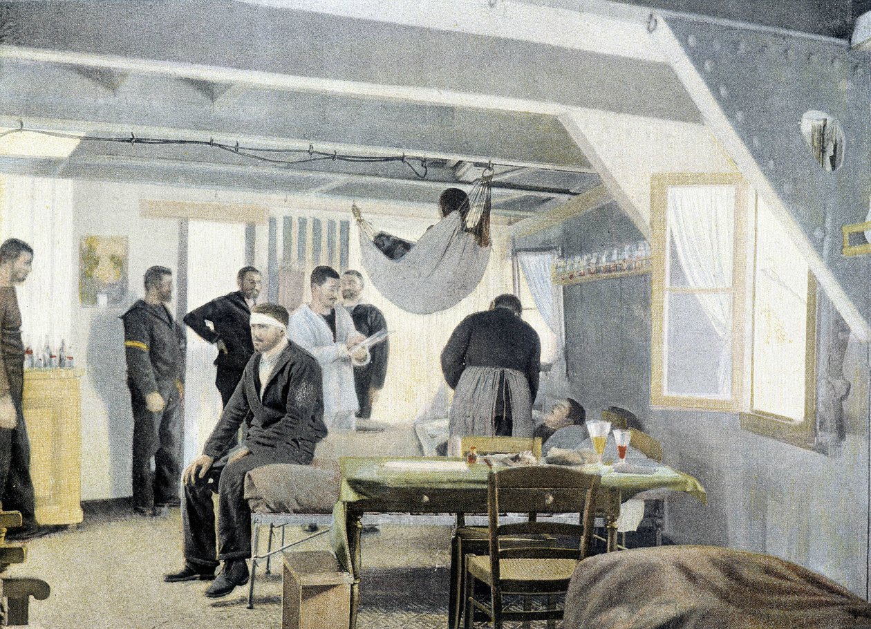 Fransk flåde, slutningen af 1800-tallet: Inspektion på sygehuset, lægebesøg - Bibl. des Arts deco. af French Photographer