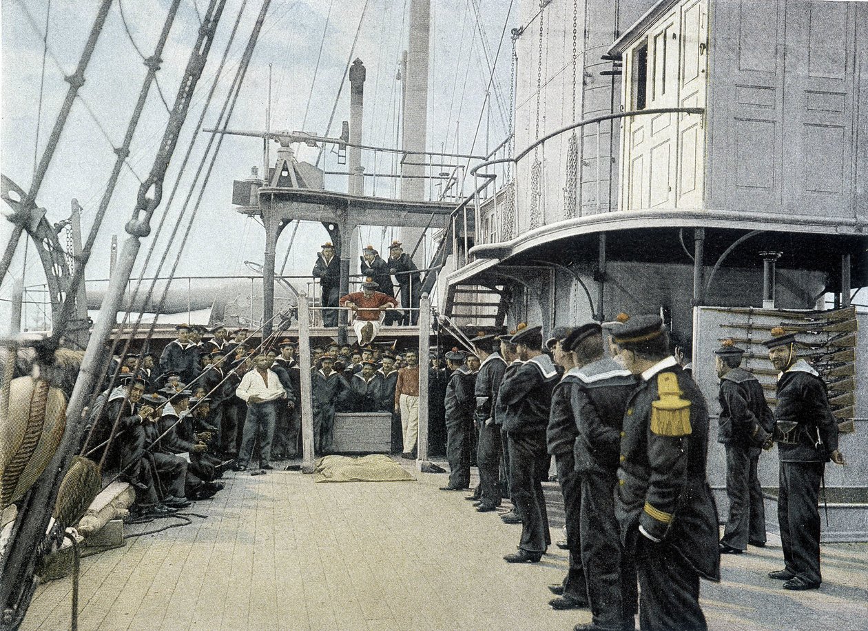 Fransk marine, slutningen af det 19. århundrede: distraktioner om søndagen - Bibl. des Arts deco. af French Photographer
