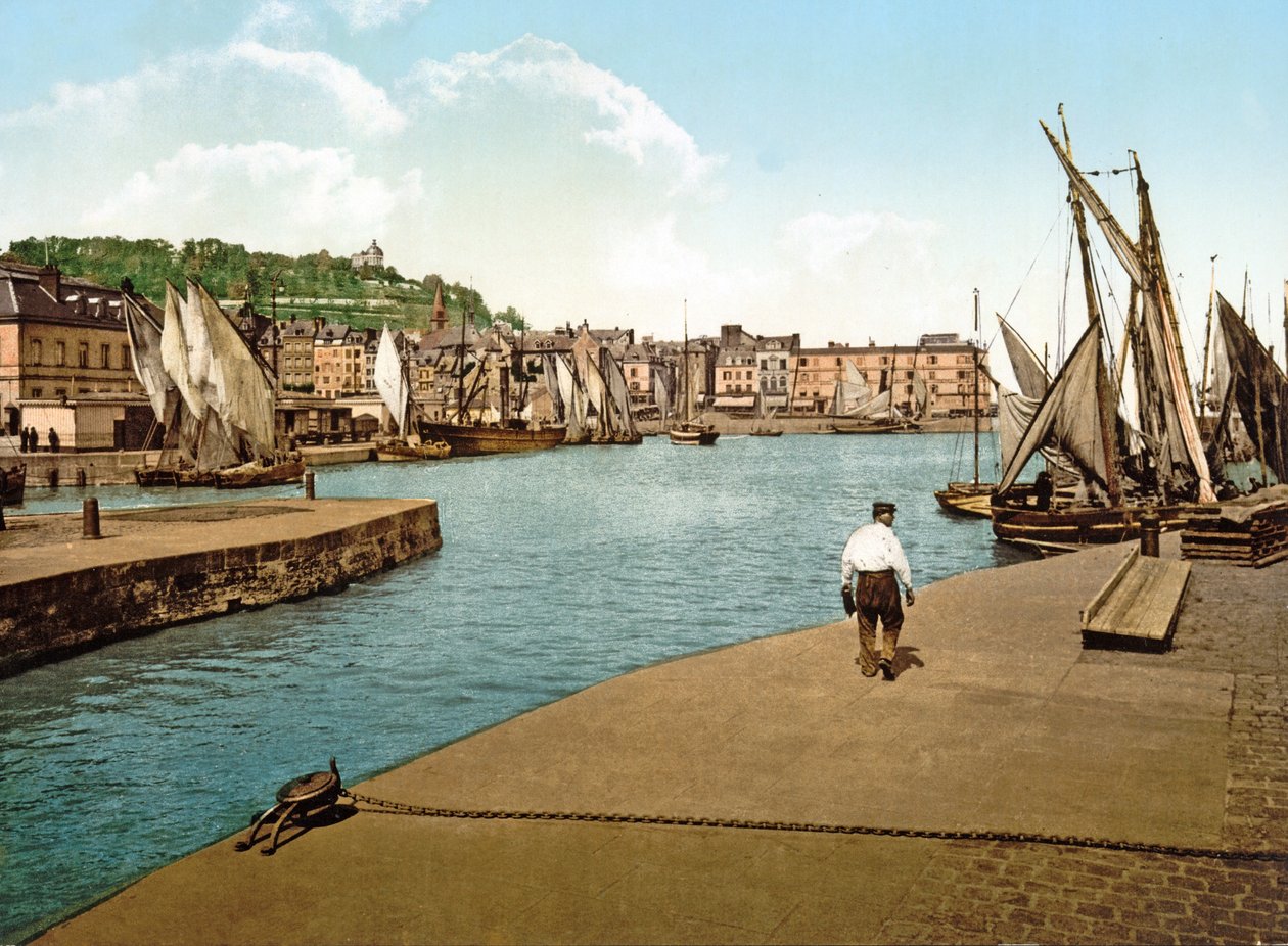 Honfleur Havn, Frankrig, 1890-1900 af French Photographer