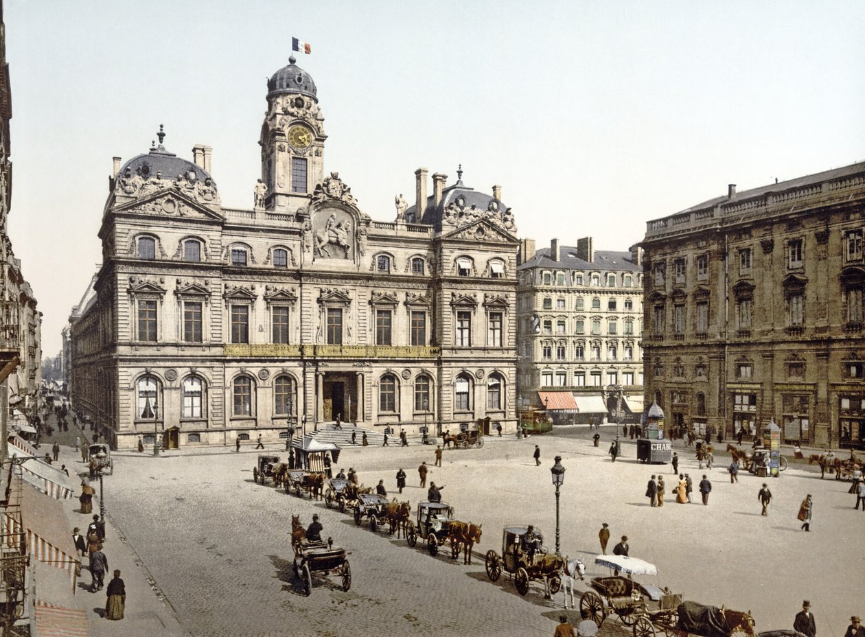Lyon Rådhus fra Place de Terreaux, 1890-1900 af French Photographer