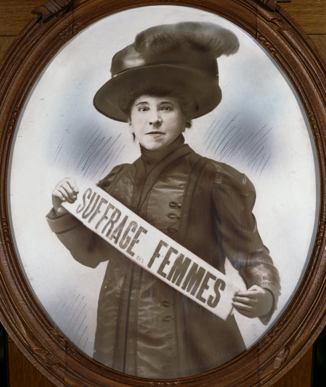 Portræt af Hubertine Auclert (1848-1914) (håndfarvet foto) af French Photographer