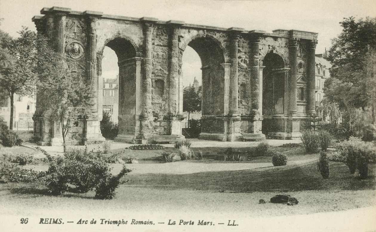 Reims, romersk triumfbue, La Porte Mars (s/h-foto) af French Photographer