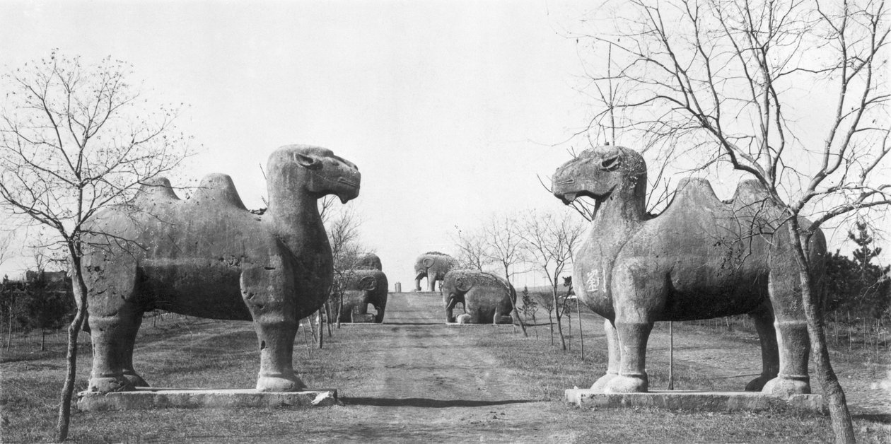 Hellig sti til Ming-kejseren Hongwus (1327-98) grav i Nanjing, Kina af French Photographer
