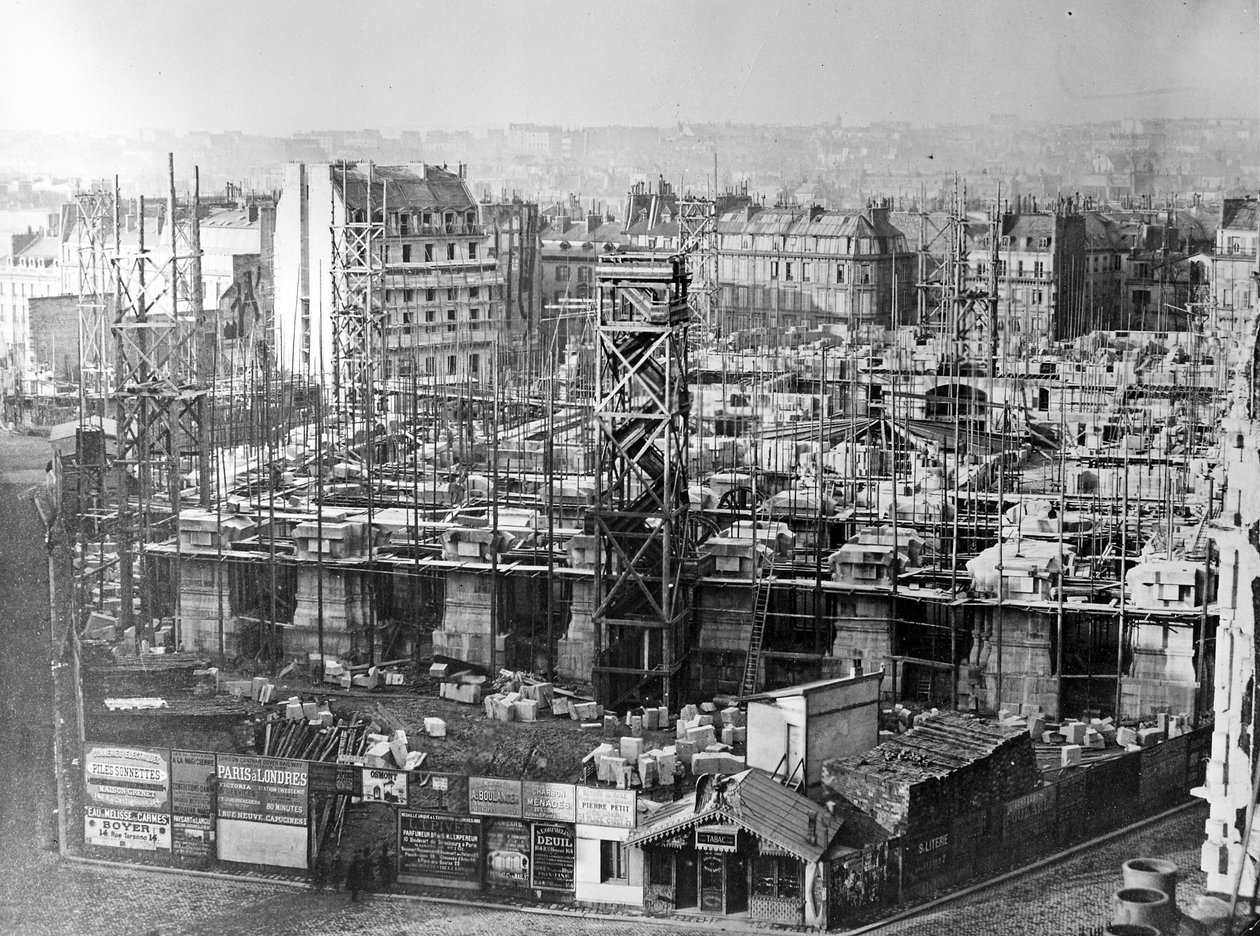 Bygningen af Paris Opera House, c.1862-5 af French Photographer