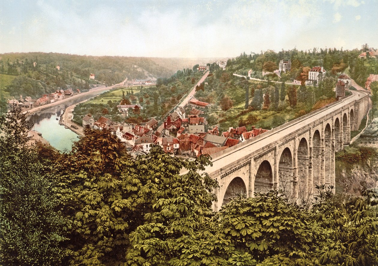 Viaduct de Lanvallay, Dinan, Frankrig, 1890-1900 af French Photographer