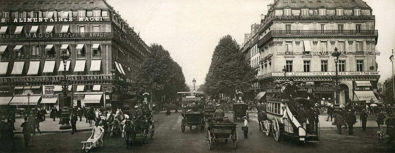 Trafik i Paris, Frankrig, begyndelsen af det 20. århundrede af French Photographer