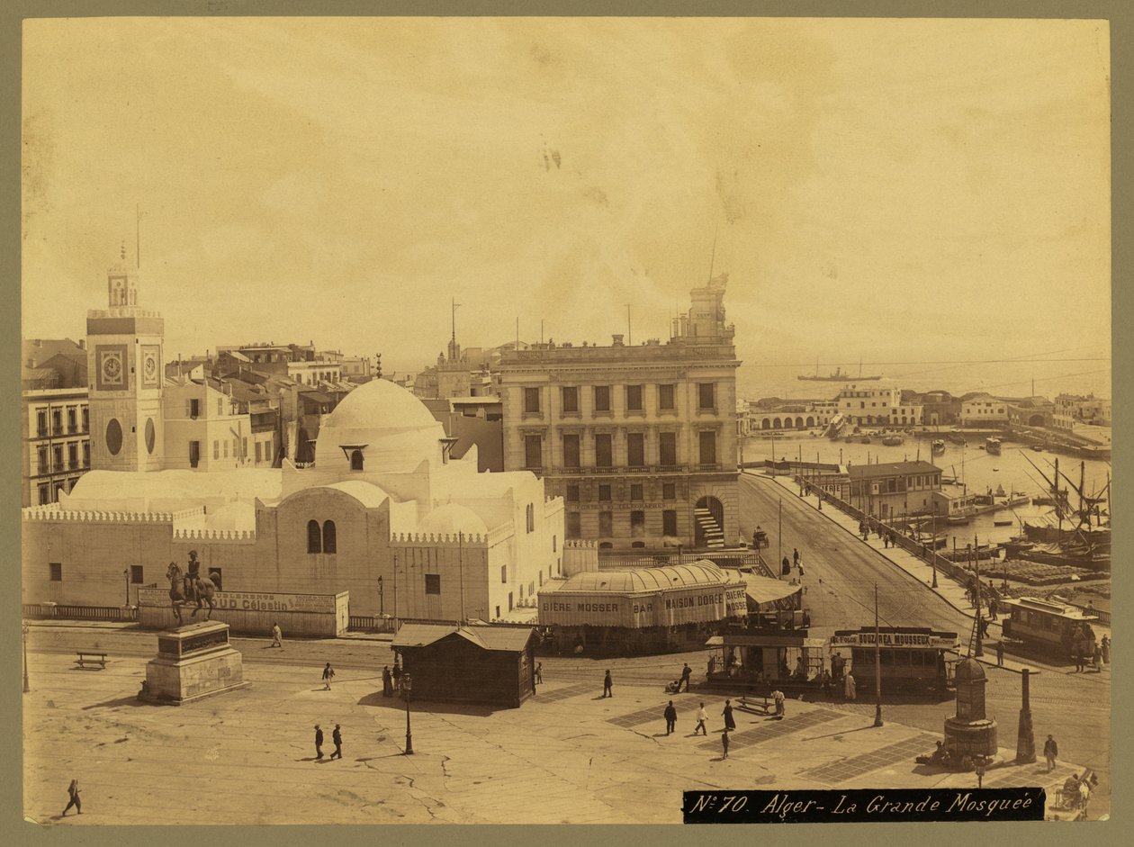 Udsigt over Algier - La Grande Mosquee, ca. 1860-1900 (s/h-billede) af French Photographer