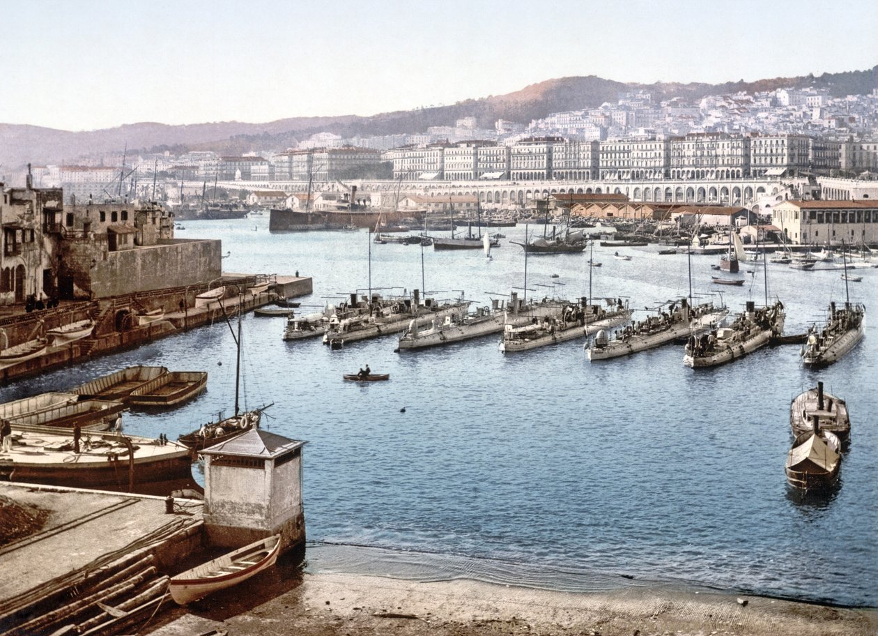 Udsigt over Algier Havn fra Admiralitetet, pub. 1900 af French Photographer