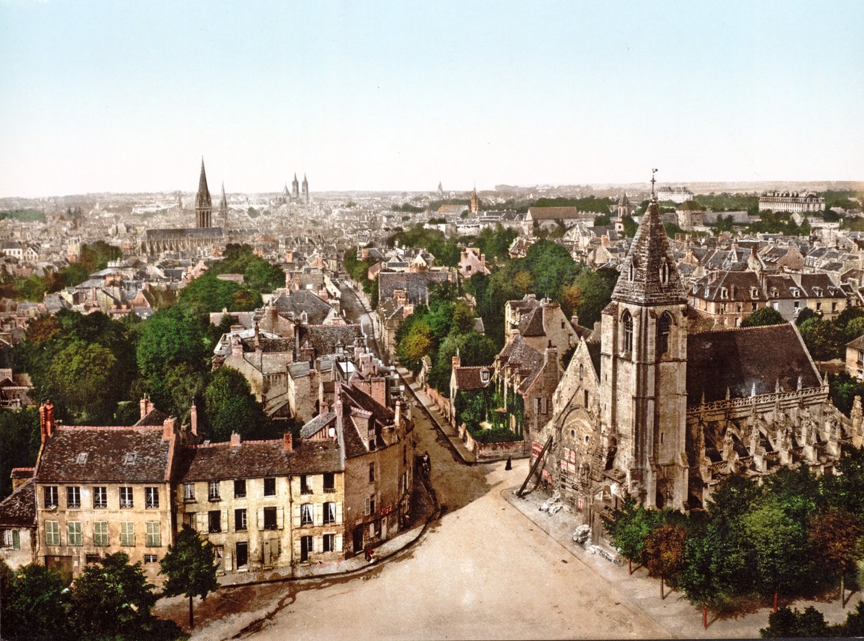 Udsigt over Caen med Abbey Saint Etienne i baggrunden, 1890-1900 af French Photographer