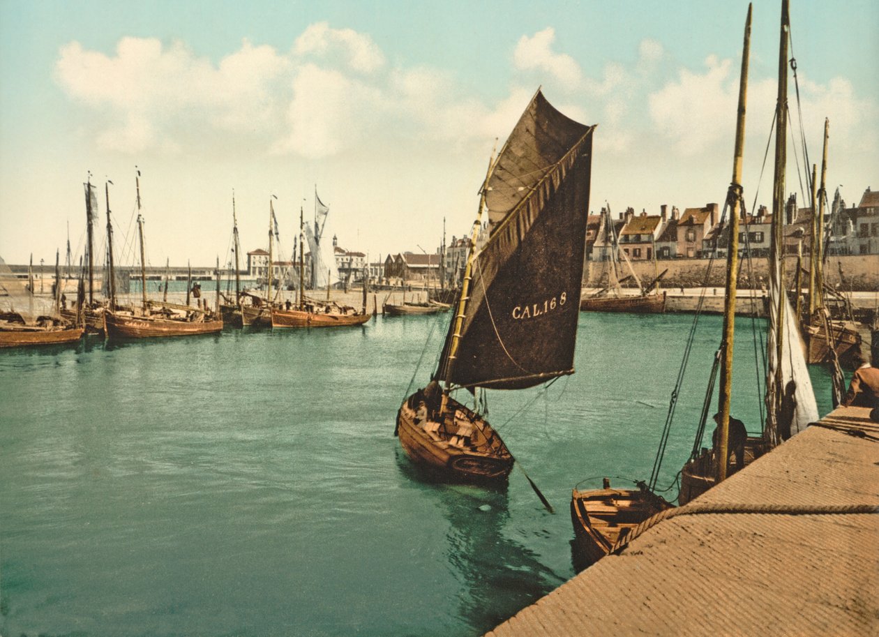 Udsigt over Calais Havn, 1890-1900 af French Photographer