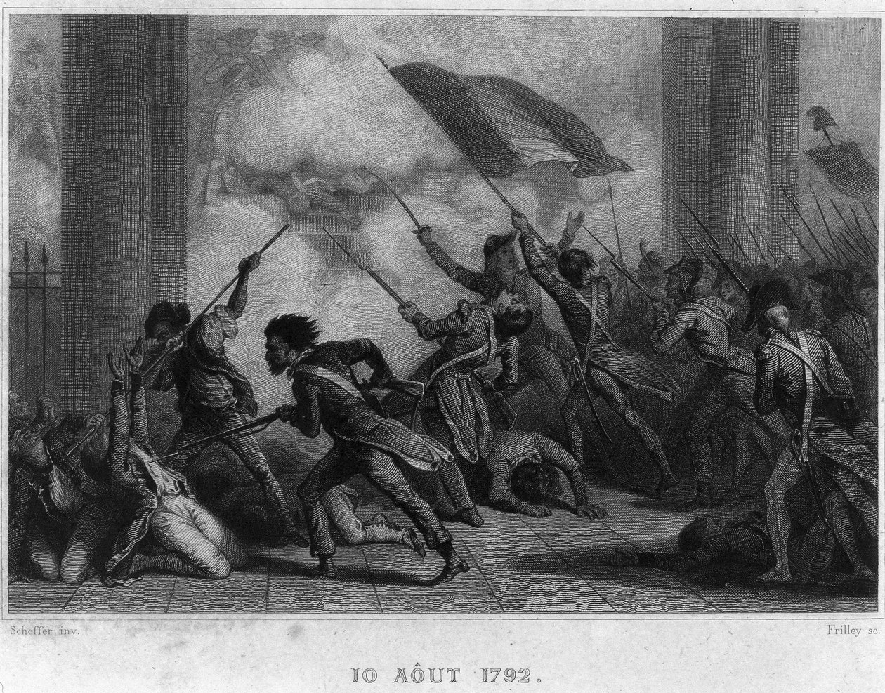 10. august 1792 (kongeliges fald) - i "" French Revolution"" af Thiers. 19. århundrede af French School