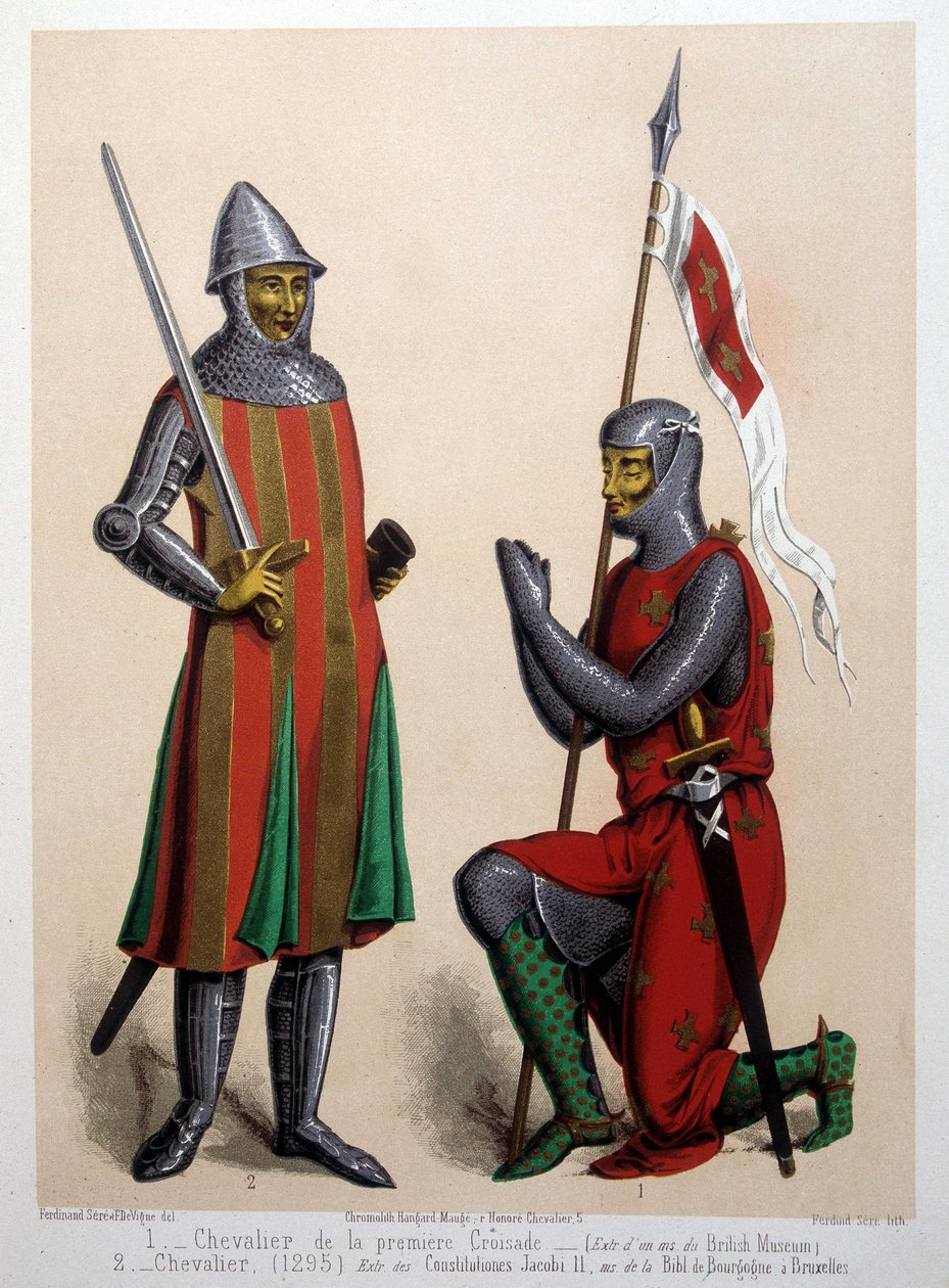 1. Ridder af det første korstog (1096); 2. Ridder (1295) af French School