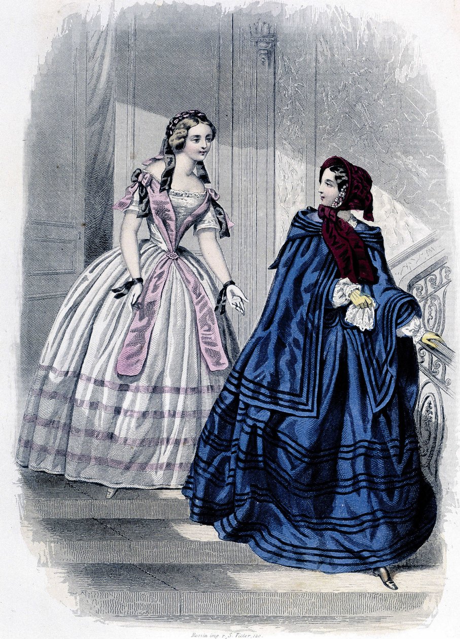 2 moderigtige kvinder - i "" Journal des Demoiselles "" 1852. af French School