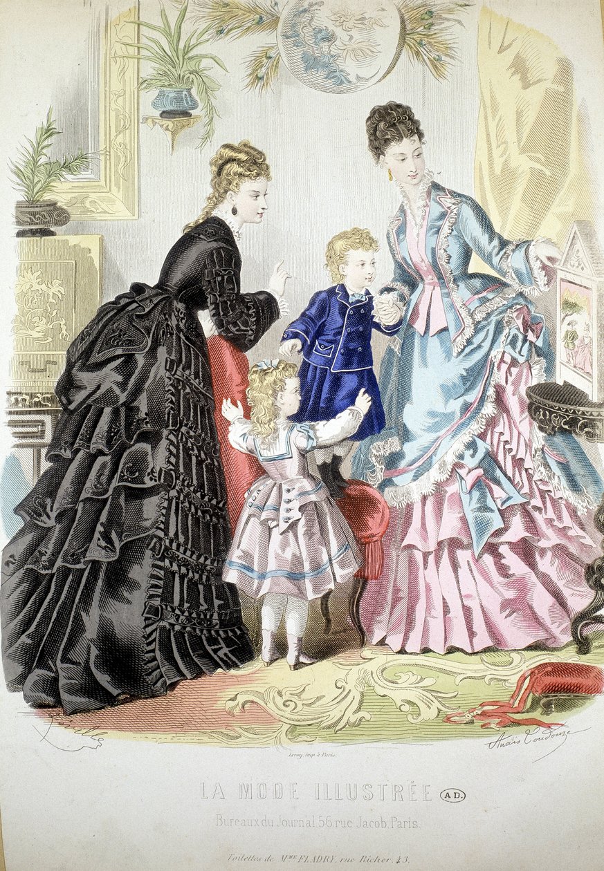2 kvinder og 2 børn: Mode - i "" Illustrated Fashion Album""" af French School