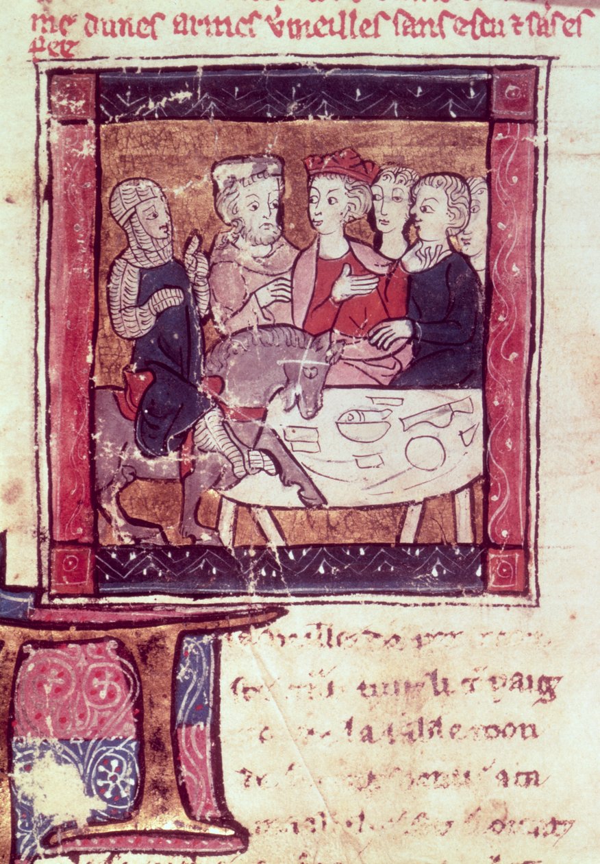 4697 Fr. 110 f.405 Galahad kommer til Arthur, ca. 1250-80 (se også 151821) af French School