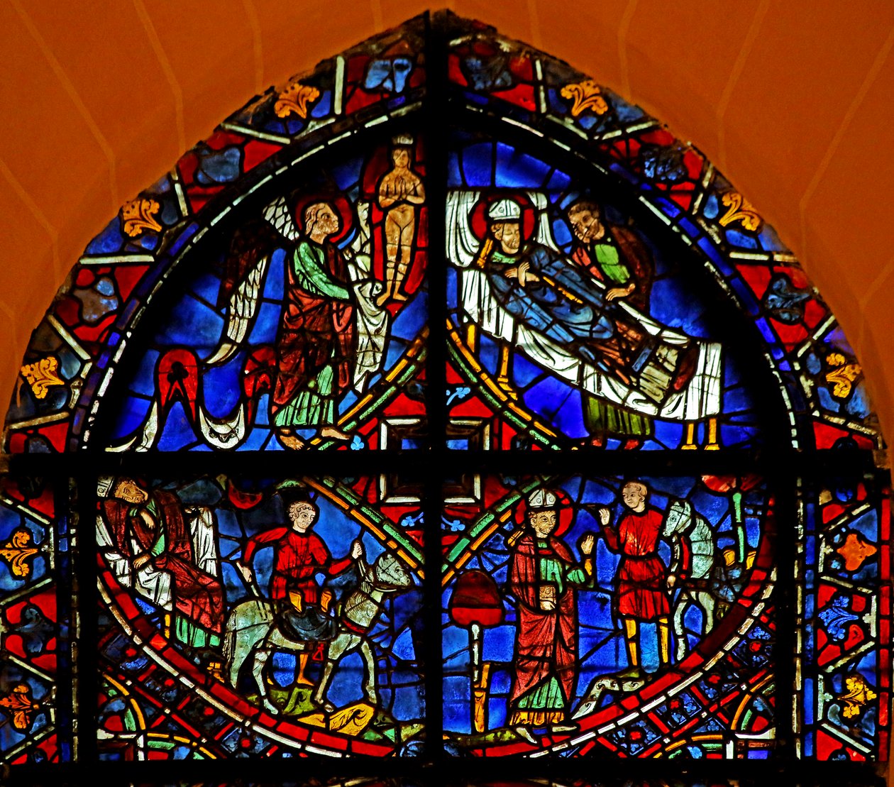 4 paneler fra St Germain vinduet (w29b) af French School