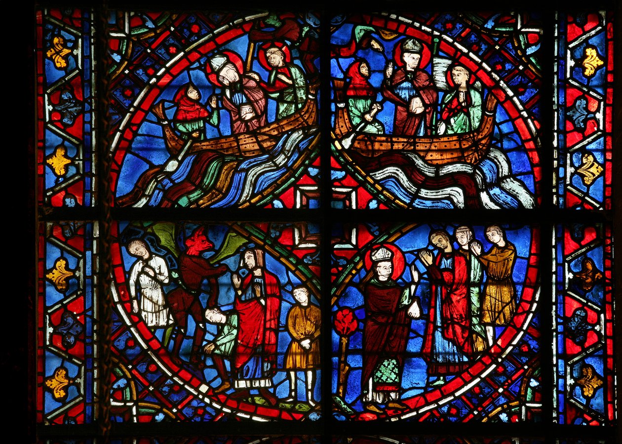 4 paneler fra St Germain vinduet (w29b) af French School