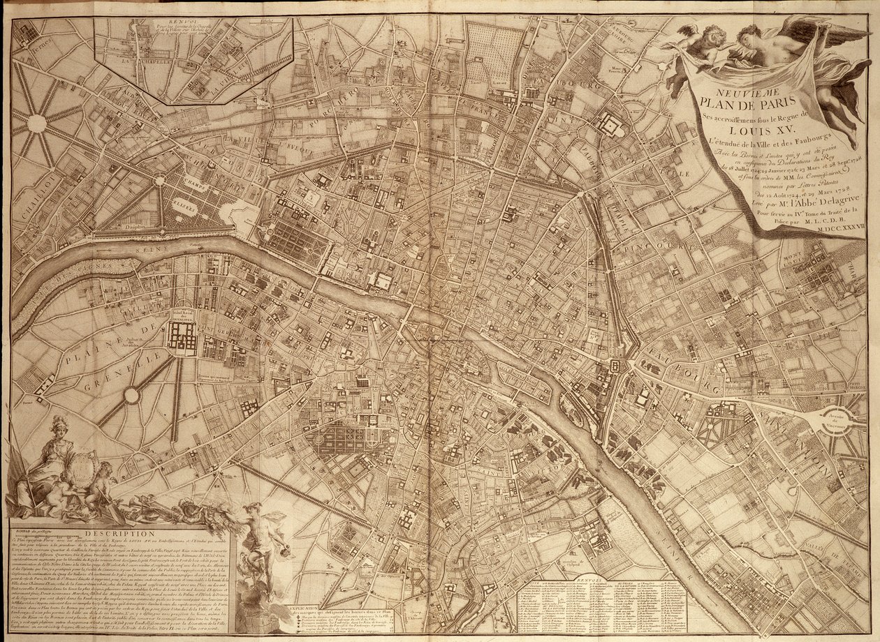 9. plan af Paris under Ludvig XV - i "Continuation du traite de la police". af French School