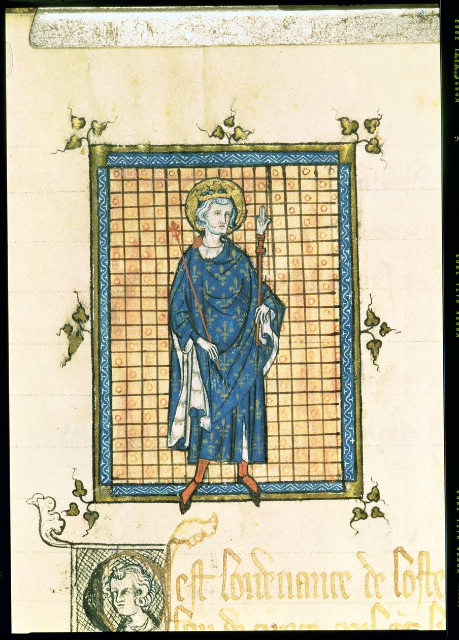 AE II 327 Kong Saint Louis bærer sceptret og retfærdighedens hånd, fra Registry des Ordonnances de L