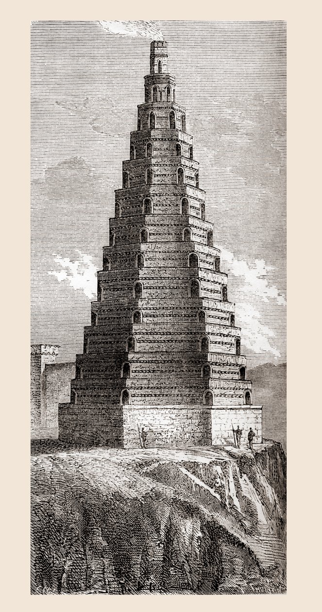 En afbildning fra det 19. århundrede af Ordenstårnet, ødelagt i 1644, Boulogne-sur-Mer, Frankrig, fra 
