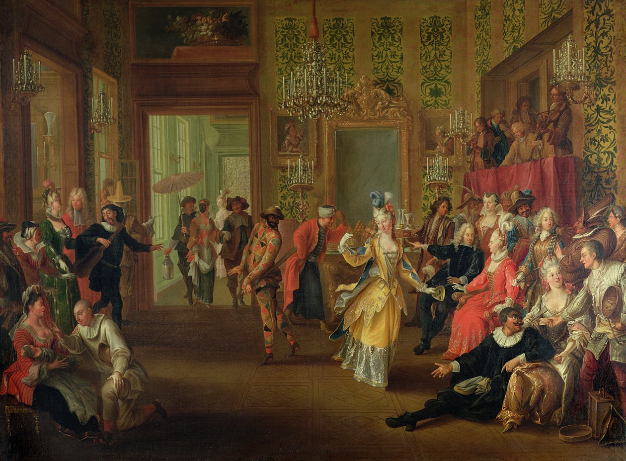 A Bal Pare under karnevallet, ca. 1710 af French School