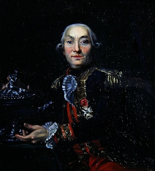 En Capitaine de Vaisseau med en sølvterrin (olie på panel) af French School