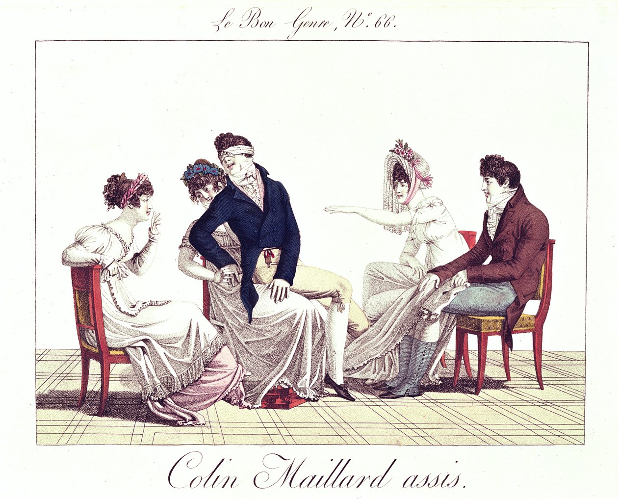 A Game of Colin-Maillard (Blind Mans Buff), ca. 1810-20 af French School