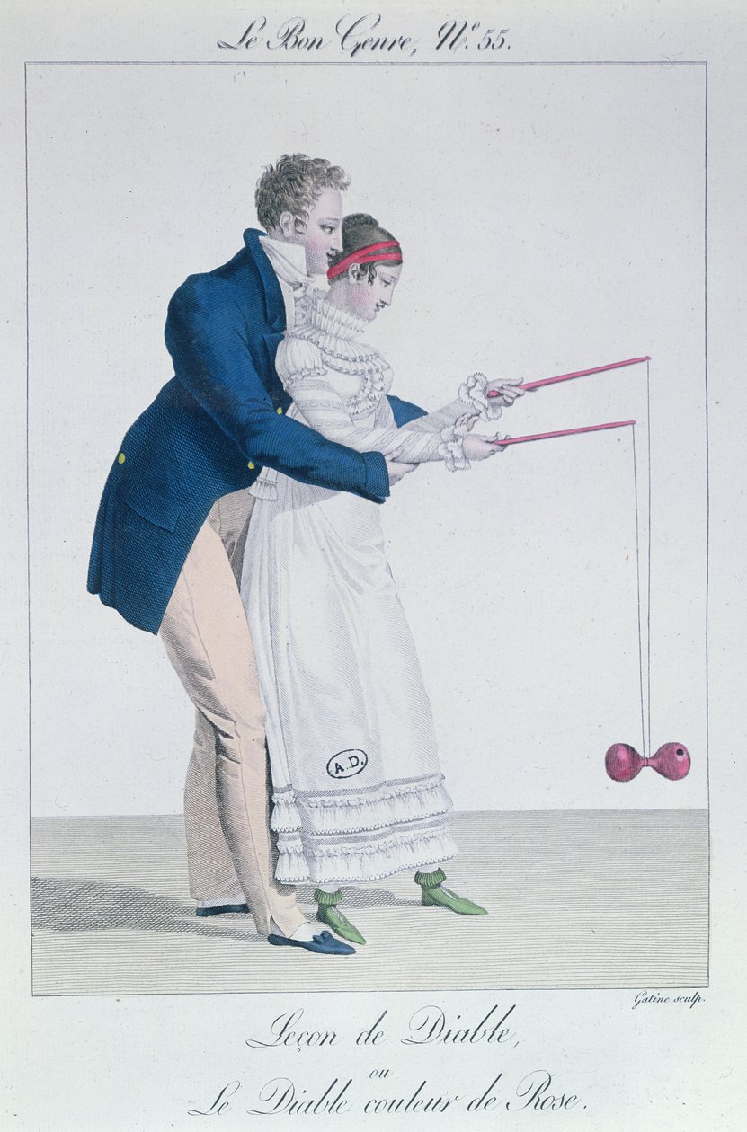A Game of Diabolo, begyndelsen af det nittende århundrede (farvegravering) af French School