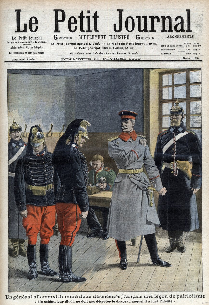 En tysk general giver to franske desertører (drager fra et grænseregiment) en lektion om patriotisme af French School