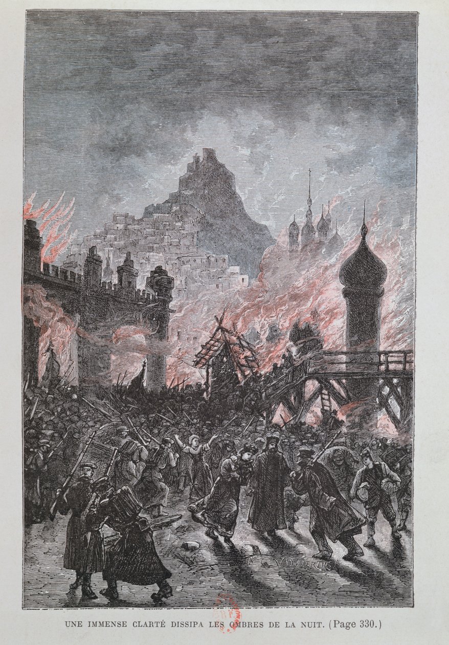 Et enormt lys spredte skyggerne, fra Michel Strogoff af Jules Verne (1828-1905) 1893 af French School