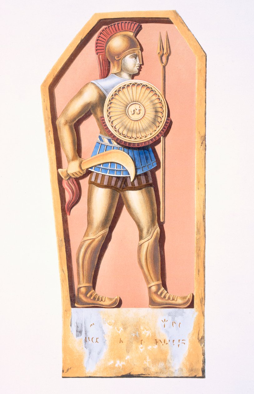 En lykaonisk soldat, kopi af en gravsten fra en koloni i Konya, Tyrkiet, fra Description de lAsie Minore lavet efter ordre fra den franske regering 1833-37 af Charles Texier, udgivet 1847, Paris af French School