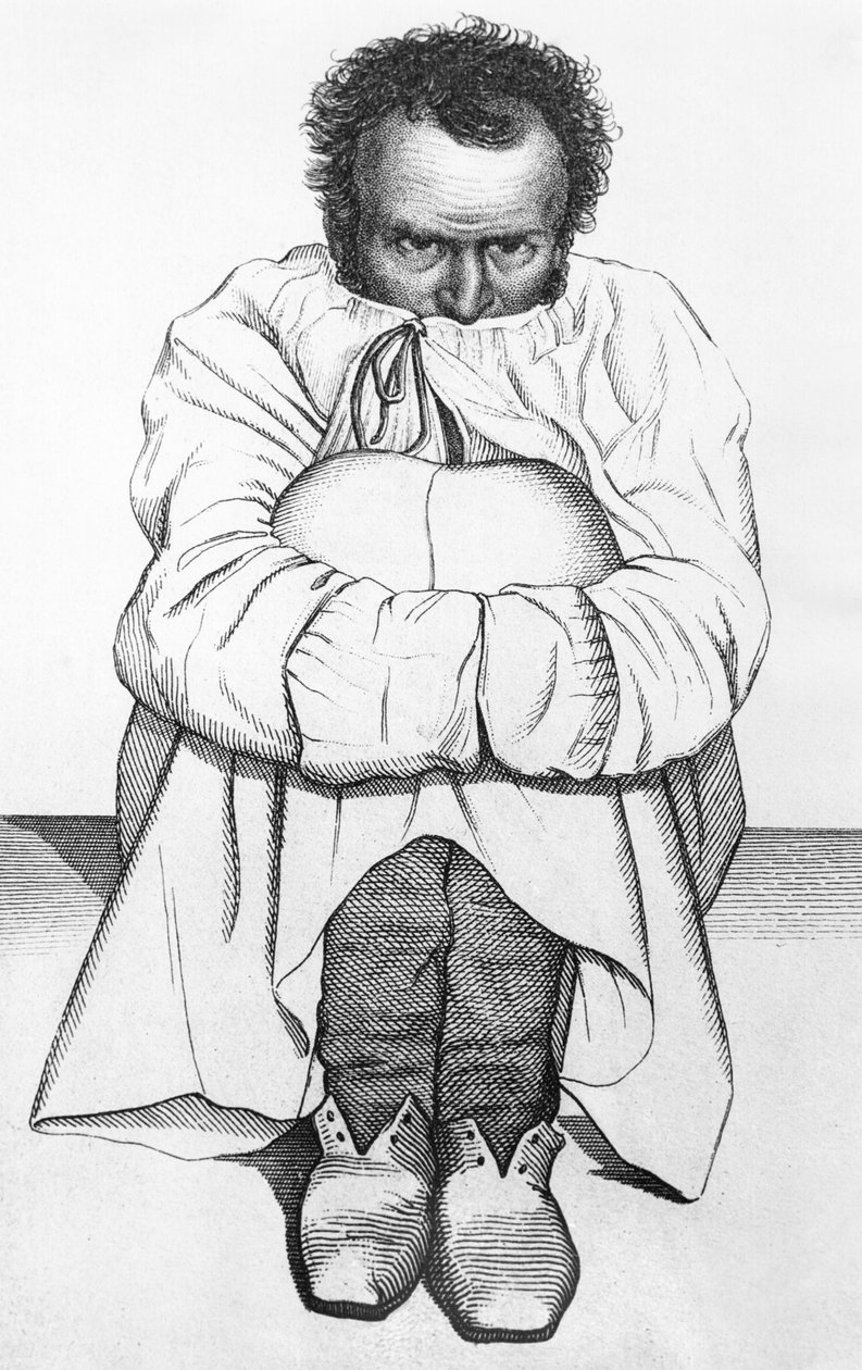 A Mad Man, illustration fra en bog af Jean Etienne Dominique Esquirol (1772-1840) af French School