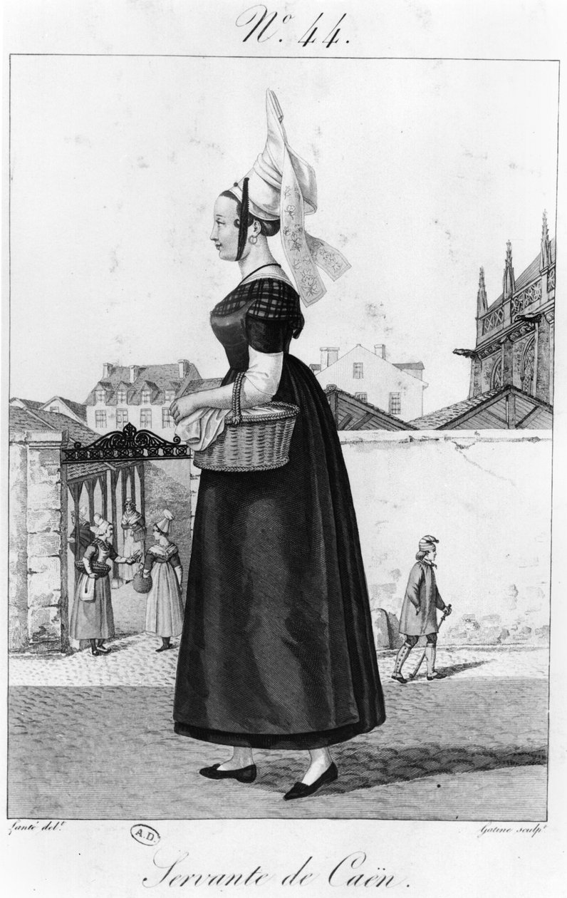 En tjenestepige fra Caen, ca. 1820-30 af French School