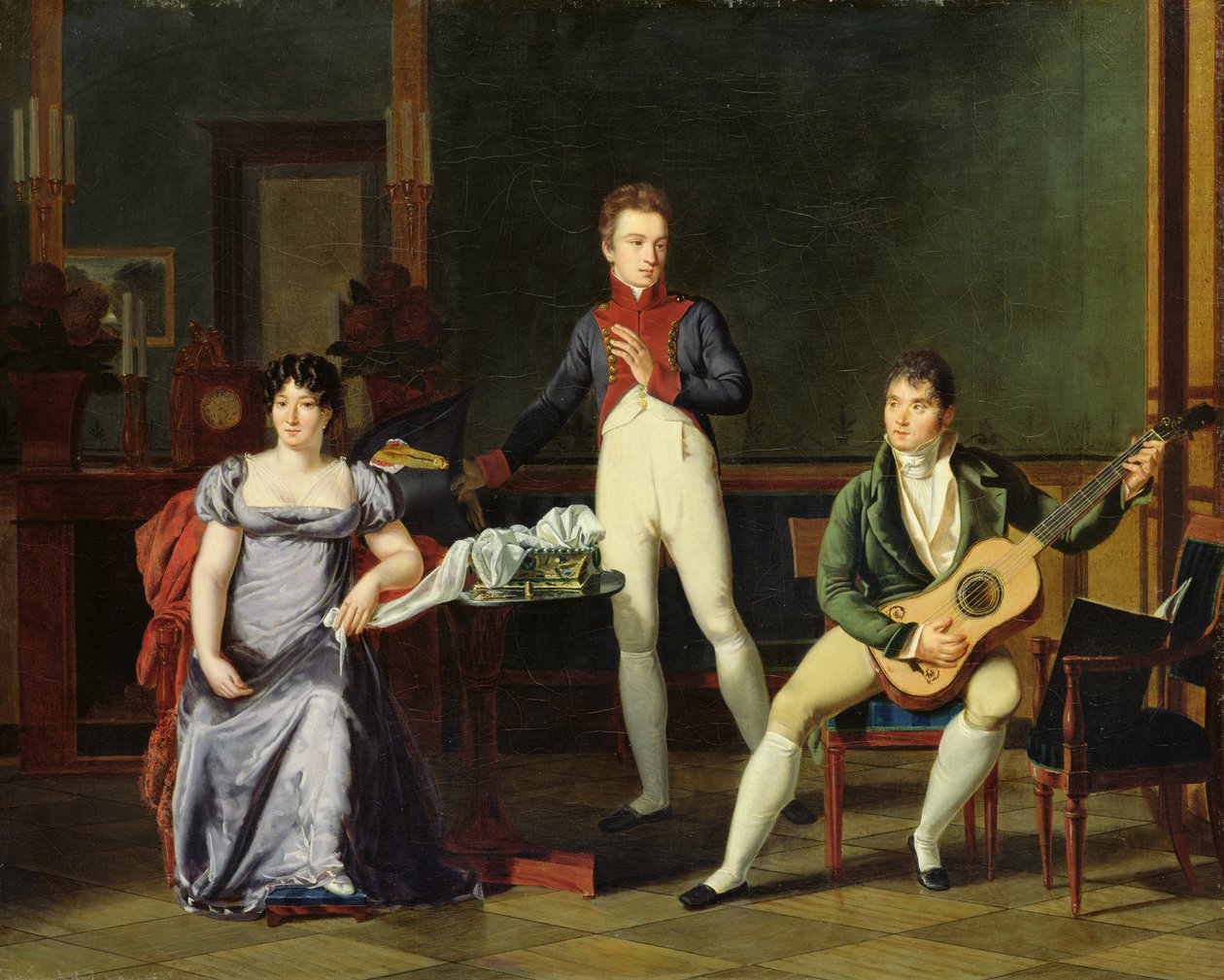 En musiker og hans familie, muligvis Fernando Sor (1778-1839) af French School