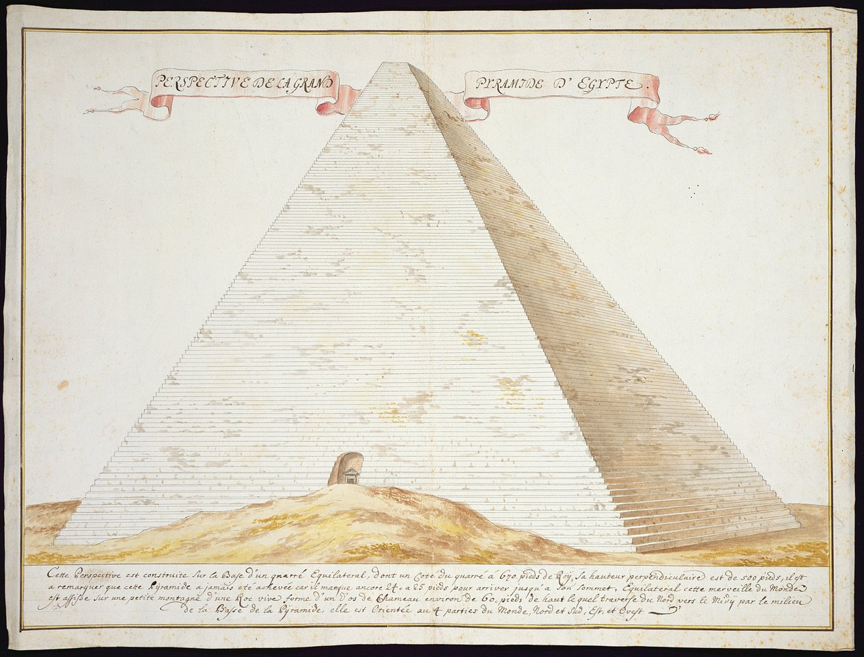A Perspective View of a Pyramid in Egypt, ca. 1700 (pen & blæk med wc på papir) af French School