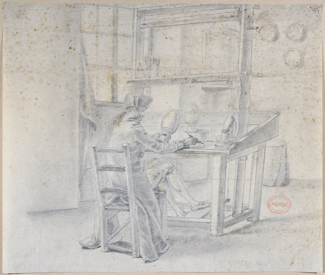 En porcelænsmaler på Sevres-fabrikken, ca. 1780 af French School