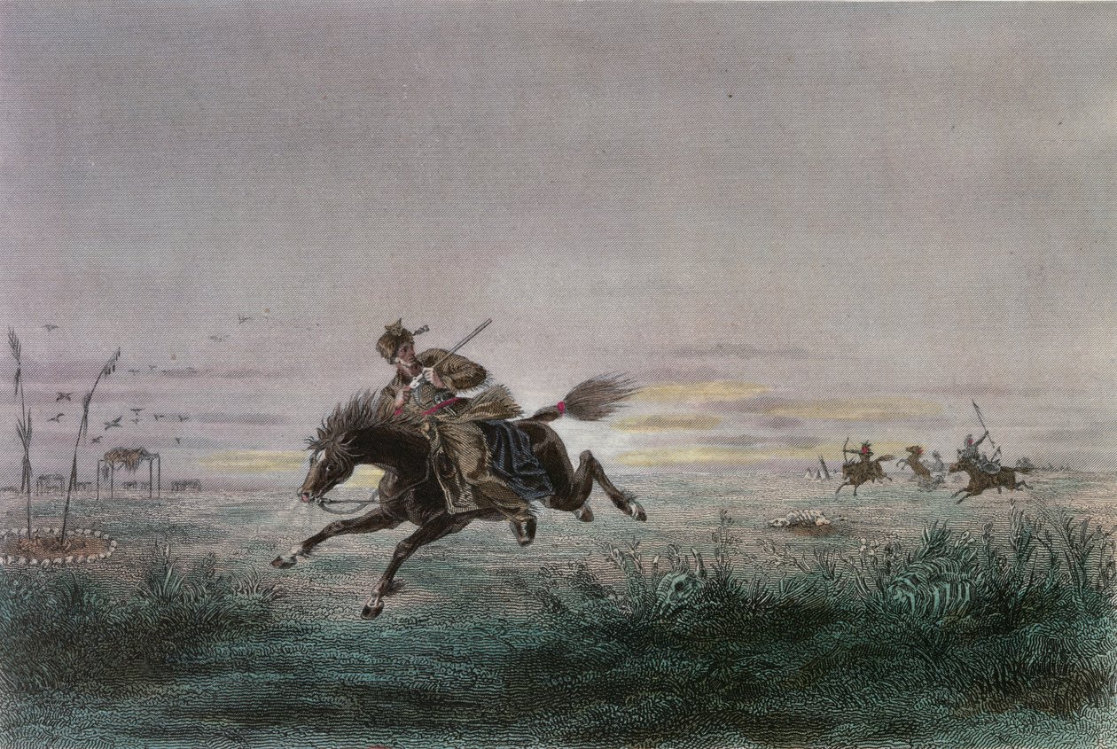 Et postbud fra American Pony Express bliver angrebet af indianere af French School