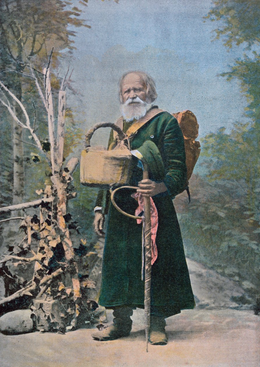 En russisk pilgrim, begyndelsen af det tyvende århundrede (efter et farvefoto) af French School