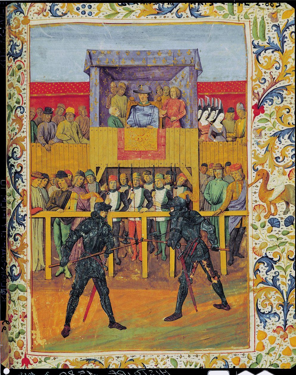 En turnering i hånd-til-hånd kamp fra Le Jouvencel af Jean de Bueil af French School