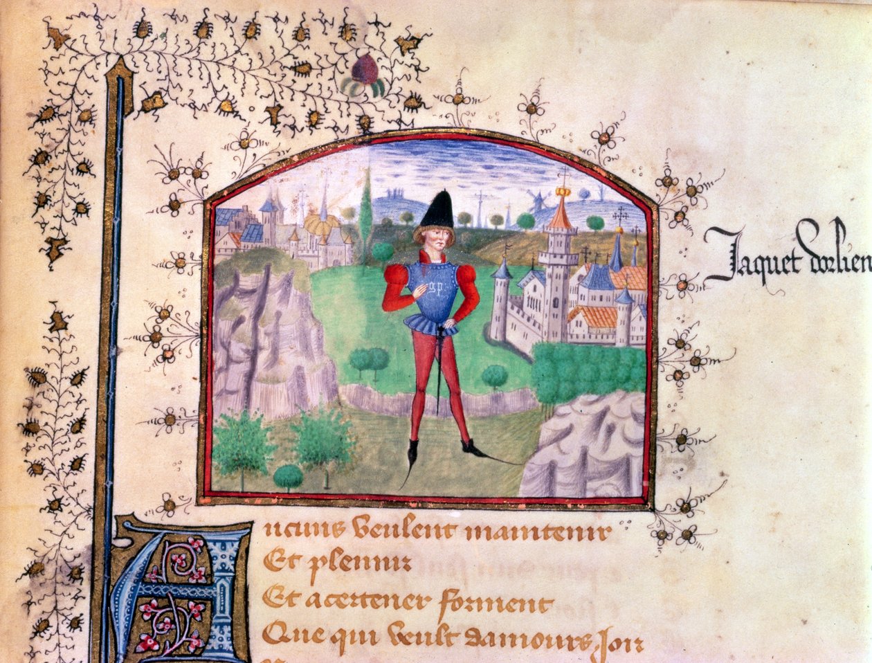 En trubadur fra bogen om hundrede ballader af Jean Le Seneschal af French School
