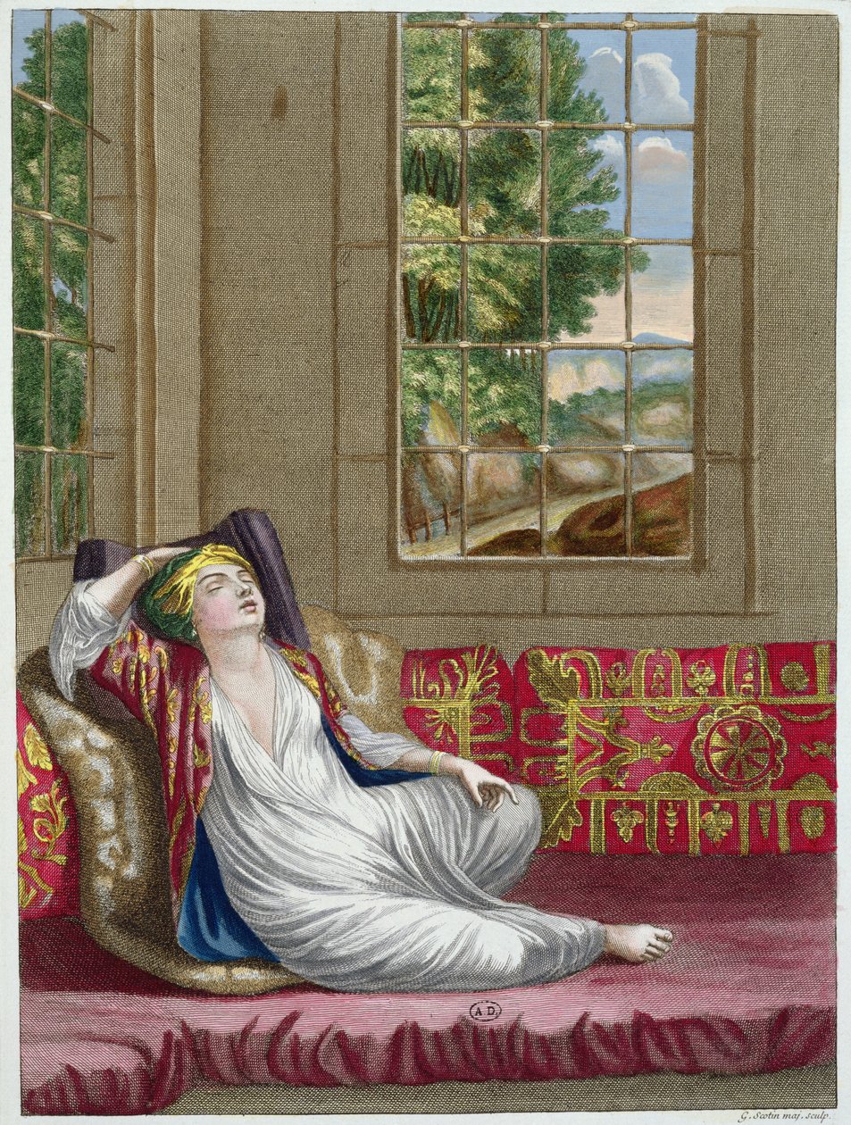 En tyrkisk kvinde, fra Recueil dEstampes sur les Costumes du Levant, graveret af Gerard Jean Baptiste Scotin (1671-1716) 1707-08 af French School