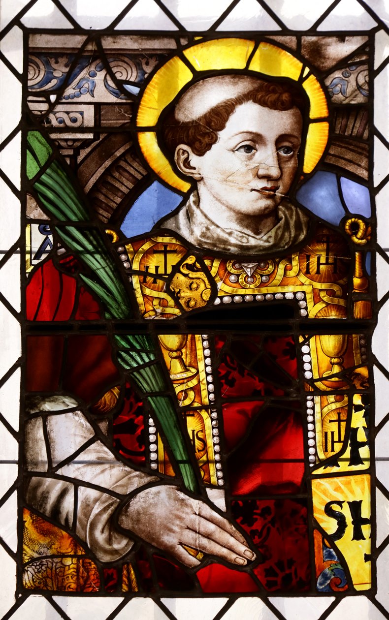 En diakon martyr (farvet glas) af French School