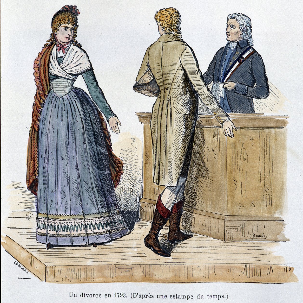 En skilsmisse i 1793 - i "" Paris gennem århundrederne"" af Kenouillac af French School
